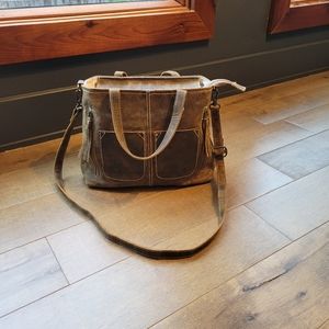Myra genuine leather satchel bag with removable crossbody strap